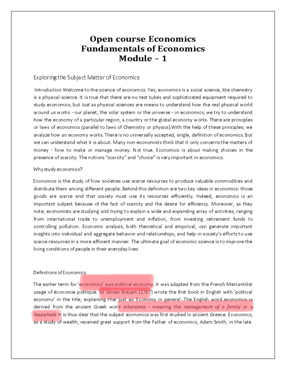 OC Notes - Economics Fundamentals: Module 1 & 2 Overview - Studocu