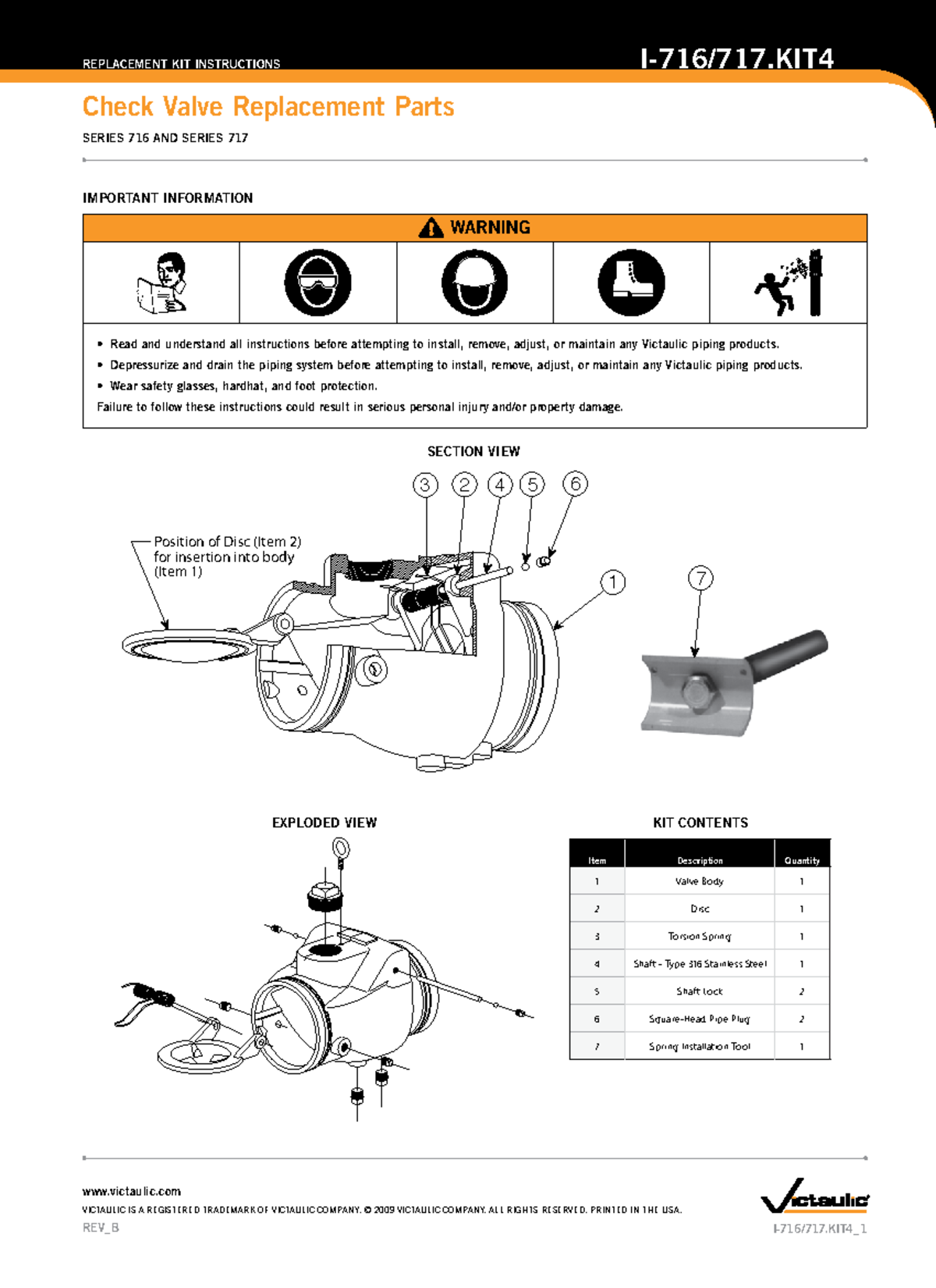 Victaulic 717 Check Valve Replacement Parts & Instructions Guide - Studocu
