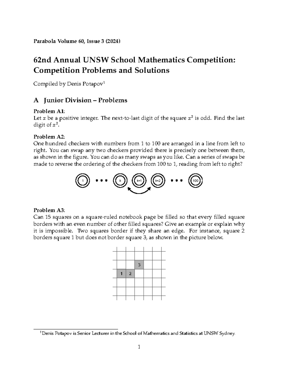 UNSWCOMP 2024: Math Competition Problems & Solutions - Studocu