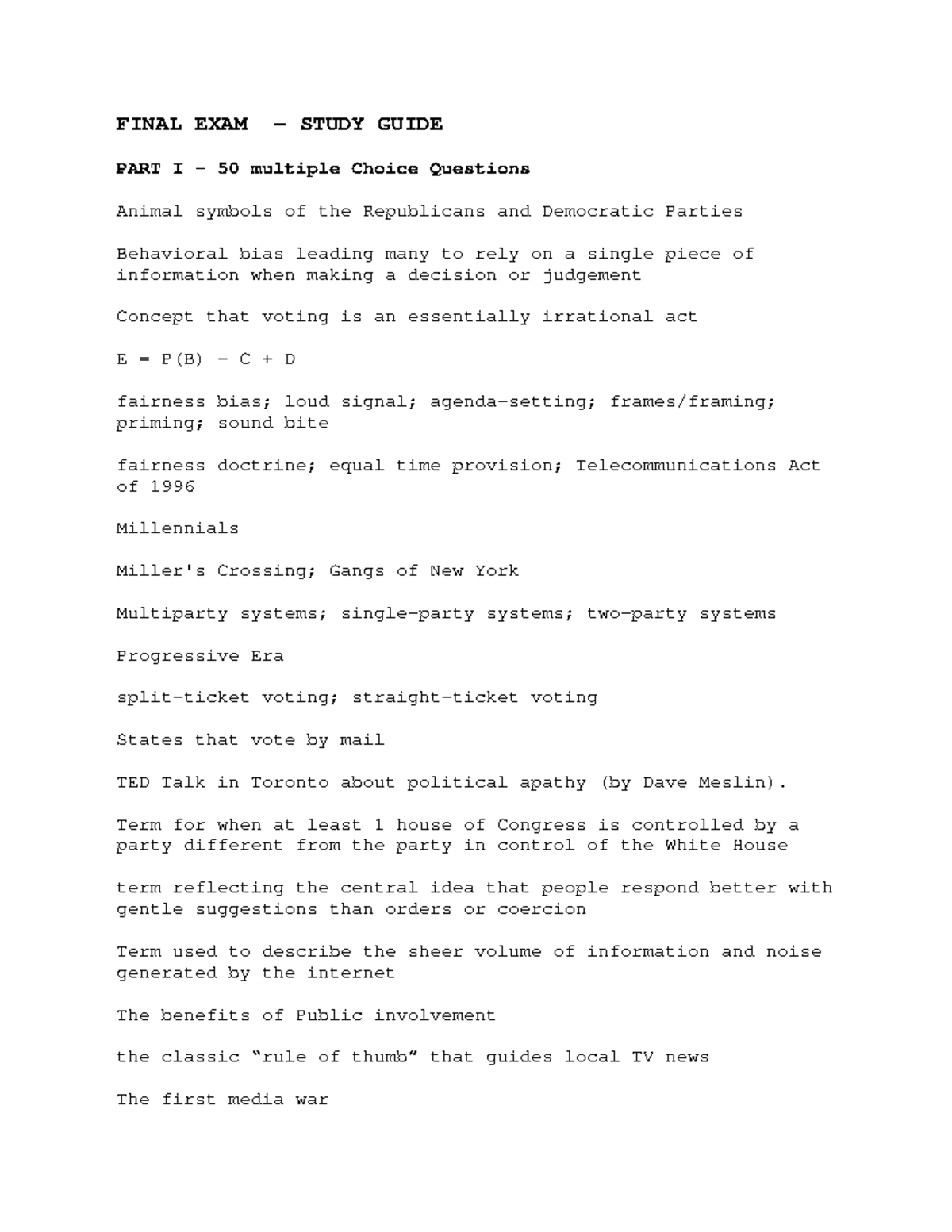 Final Exam - Study Module Guide (PS101) by Kenneth Fernandez - Studocu