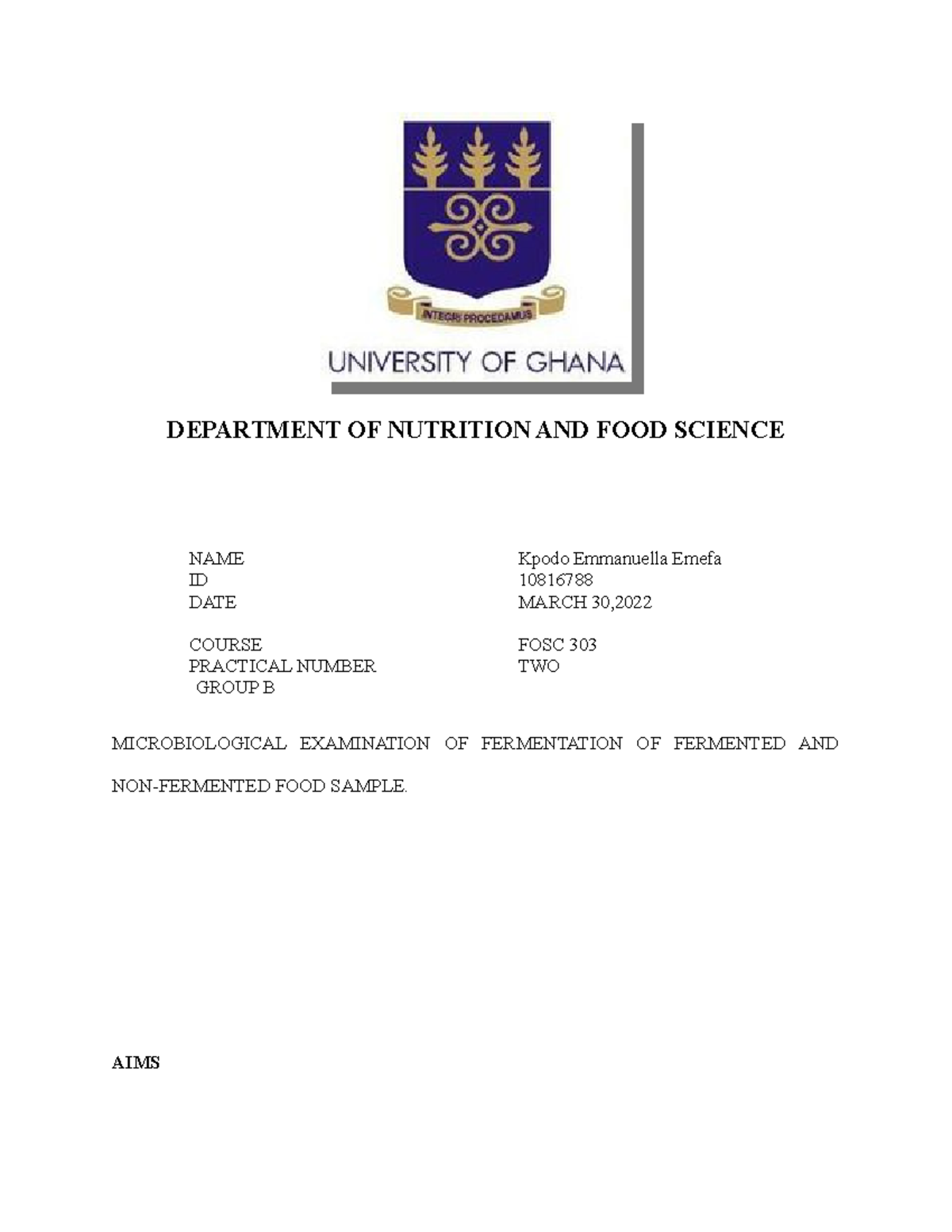Microbiological Examination of Fermented & Non-Fermented Foods - FOSC ...