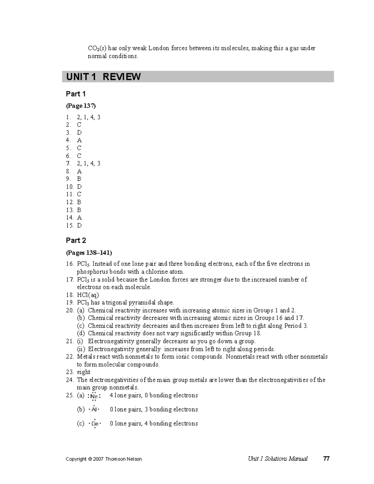 Unit 1 Chapter 3 Review Answers - Solutions Manual Part 2 - Studocu