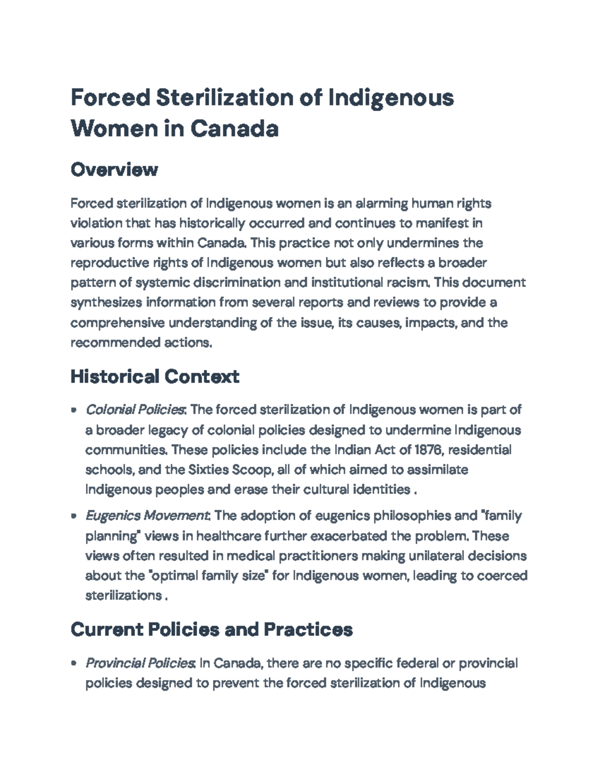 Forced Sterilization of Indigenous Women in Canada: A Human Rights ...
