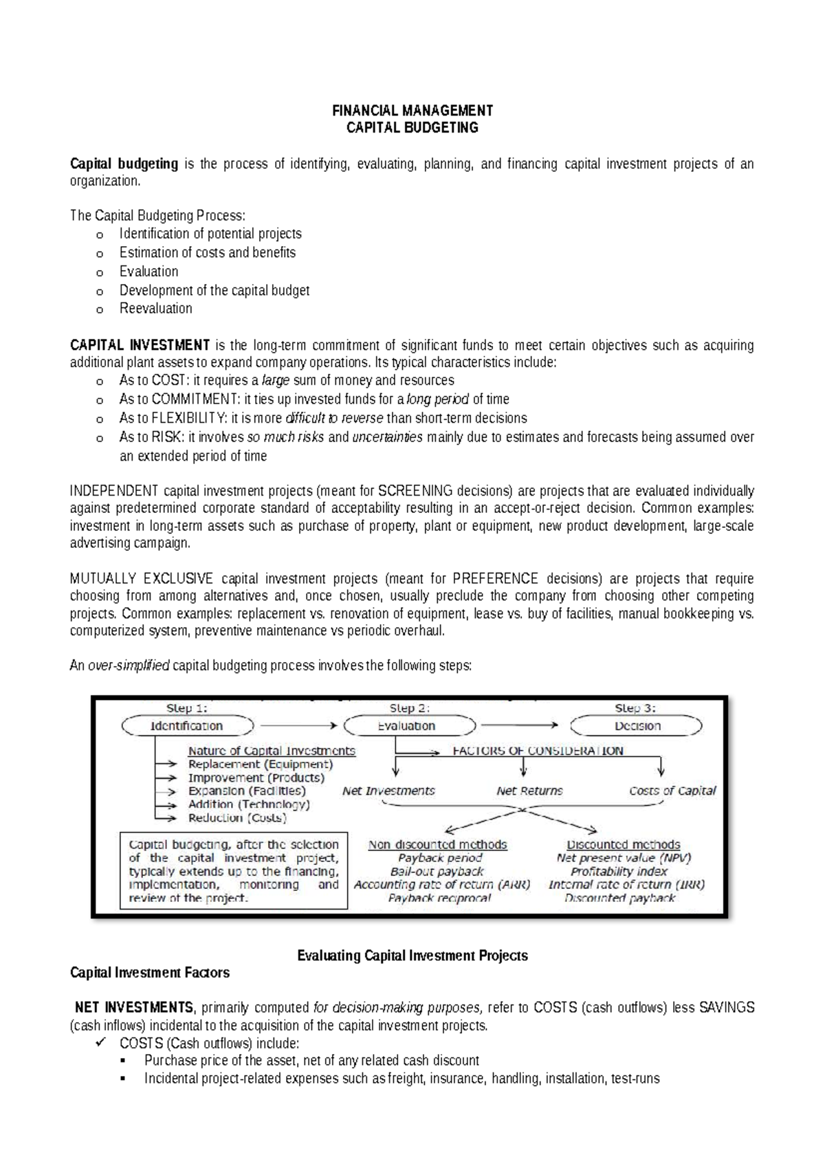 FIN 301: Capital Budgeting Process and Investment Analysis - Studocu