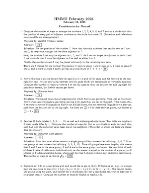 HMMT November 2024 General Round 1 Solutions - Studocu