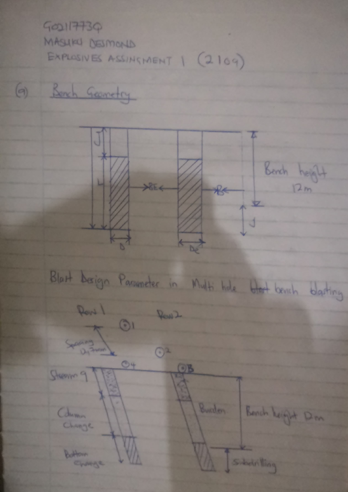 Explosives Engineering Assignment G0211773 Q Desmond Masuku - Copy ...