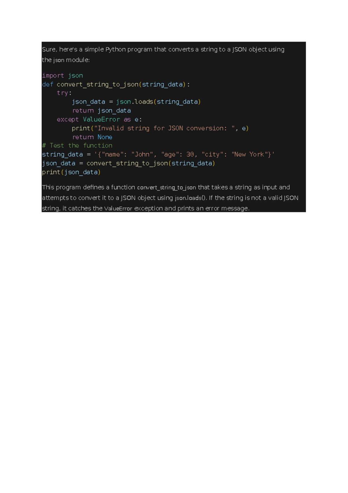 Handle Json - Sure, here's a simple Python program that converts a ...