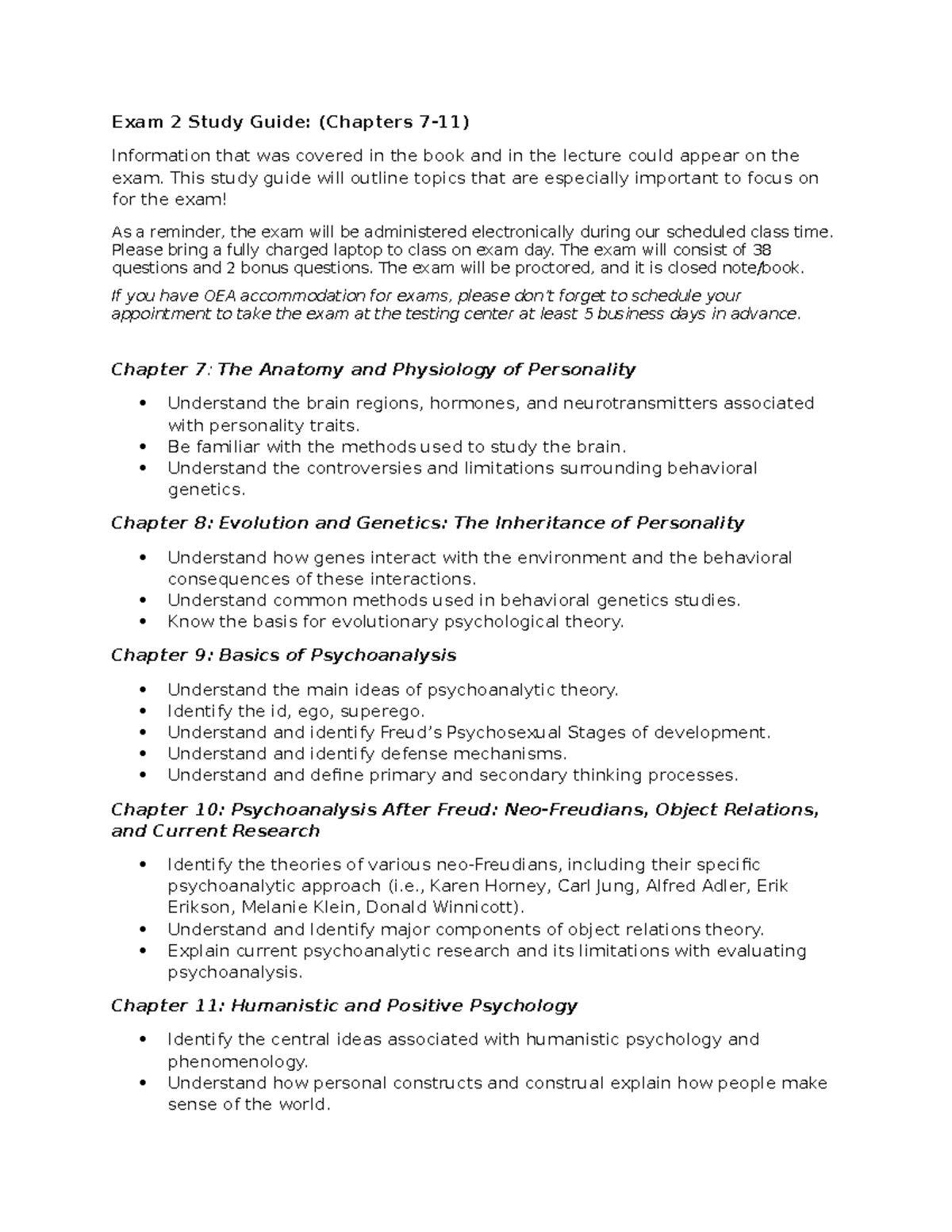 Exam 2 Study Guide: Key Topics from Chapters 7-11 (Psychology) - Studocu