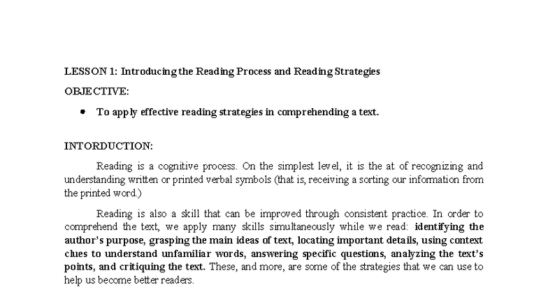 Modules EAPP - a type of module - LESSON 1: Introducing the Reading ...