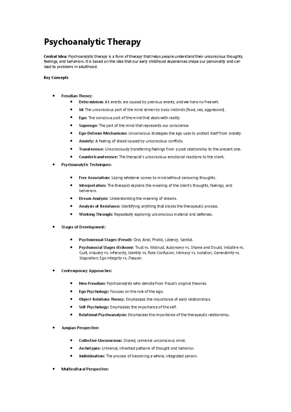 Psychoanalytic Therapy Overview: Key Concepts & Techniques (PSY 101 ...