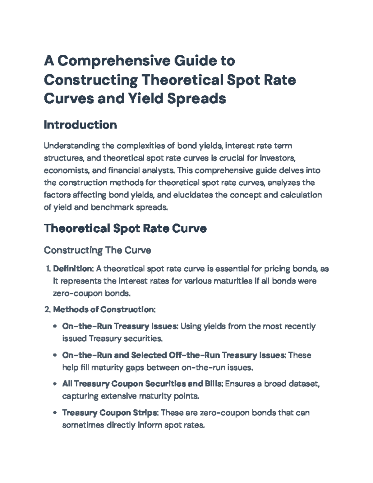 Comprehensive Guide to Theoretical Spot Rate Curves and Yield Spreads ...