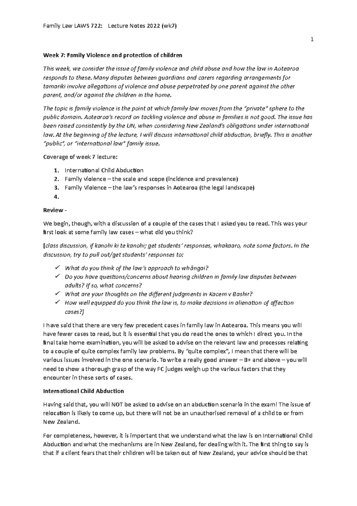 2022- week 7 lecture notes - full text - 1 Week 7: Family Violence and ...