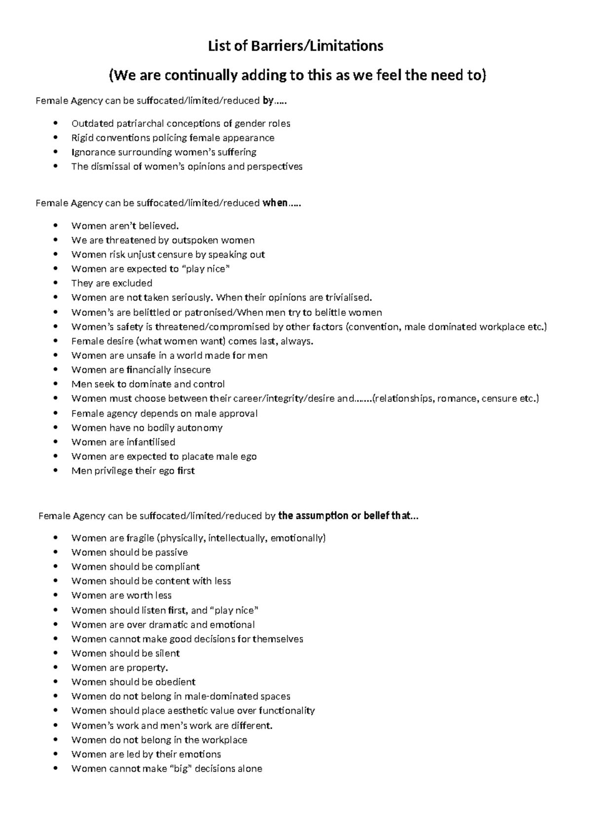 2026 Agency Barriers: Outdated Gender Roles and Female Perspectives ...