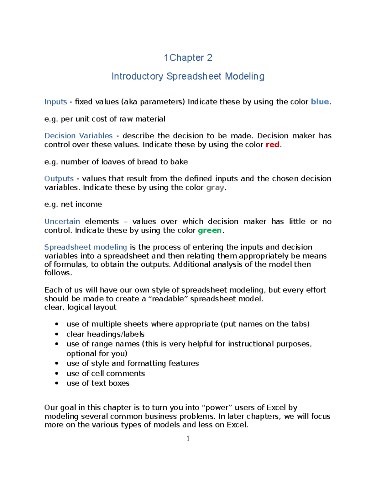 Spreadsheet Modeling Concepts: An Introductory Guide (Linear) - Studocu