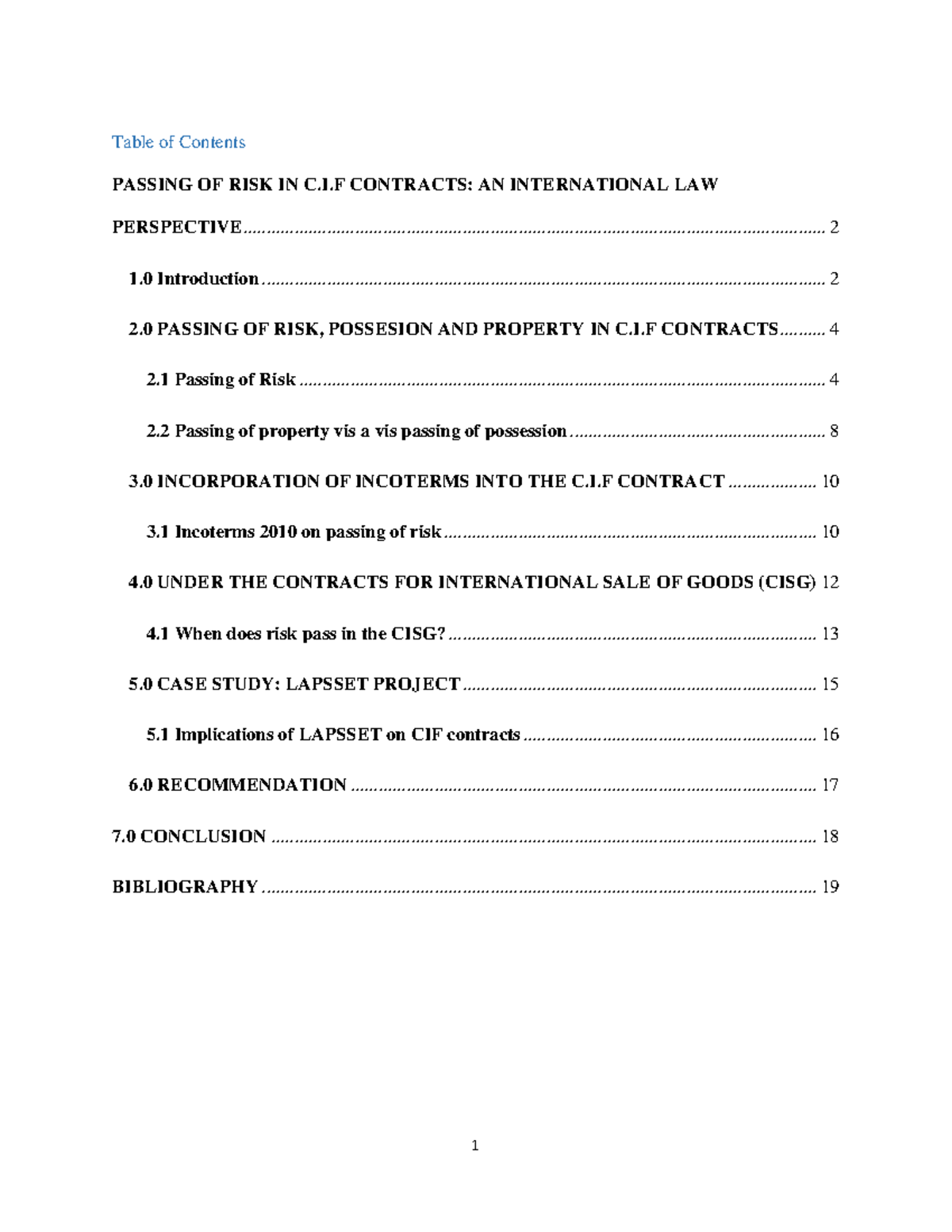 Passing of Risk in CIF Contracts: A Comprehensive Study on ...
