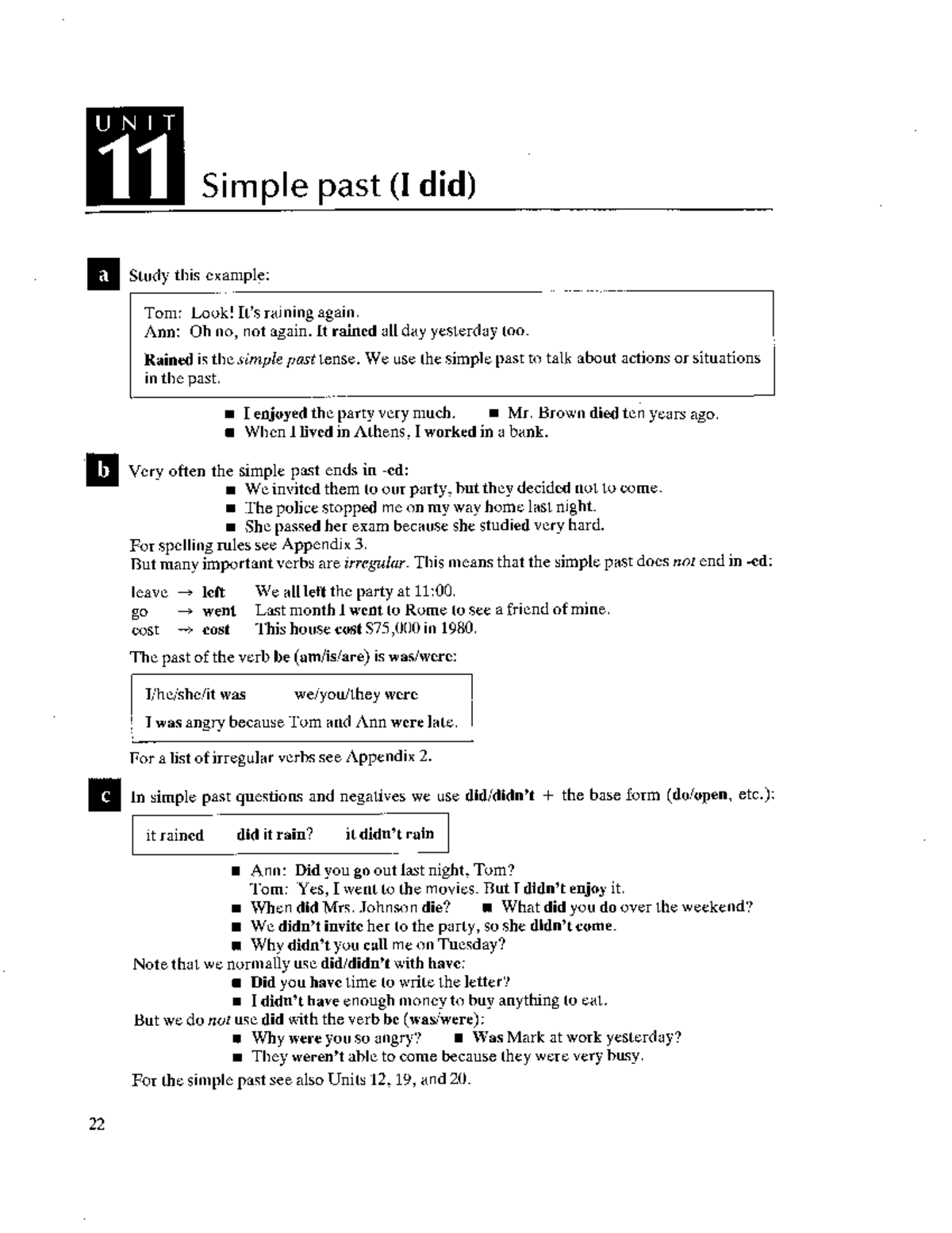 Unit 11 Study Notes on Simple Past Tense in English - Studocu
