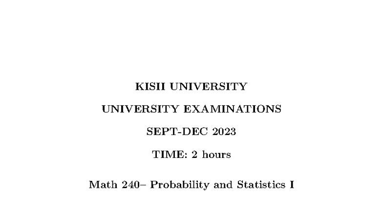 Math 240 Final Exam Revision: Probability and Statistics I - Studocu