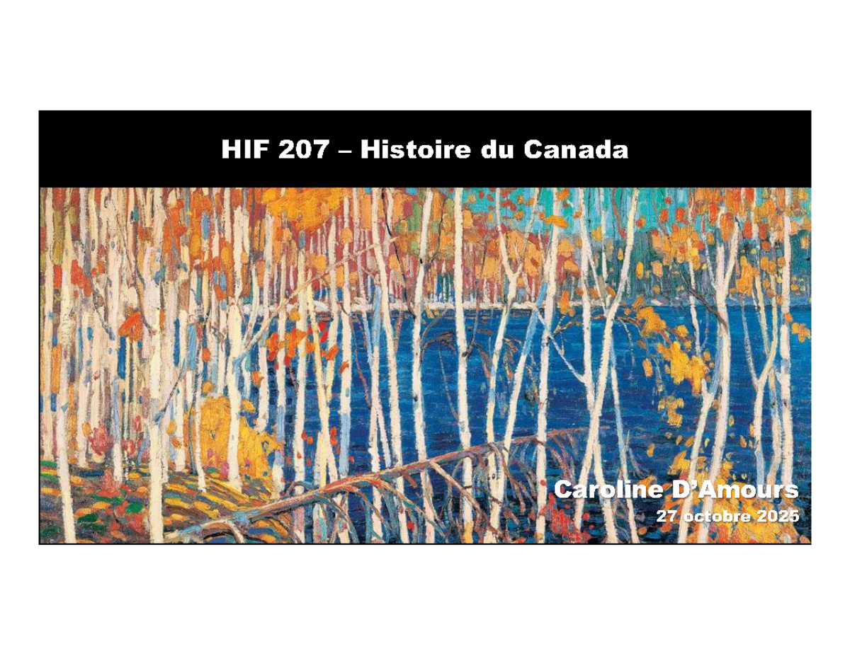 HIF 207 - Histoire du Canada: Les Années 1920 et leurs Défis - Studocu