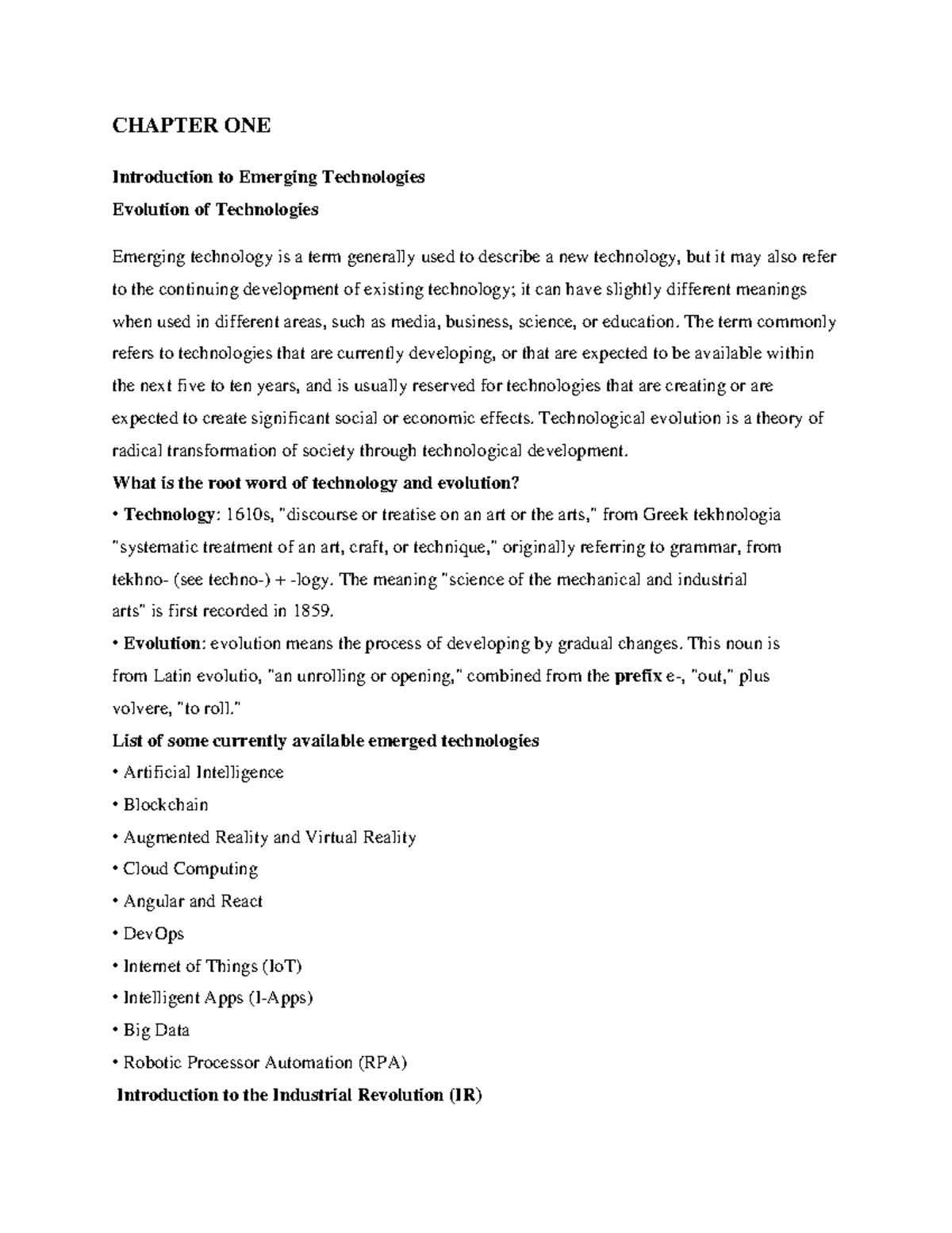 CHAPTER 1: Introduction to Emerging Technologies and Their Evolution ...