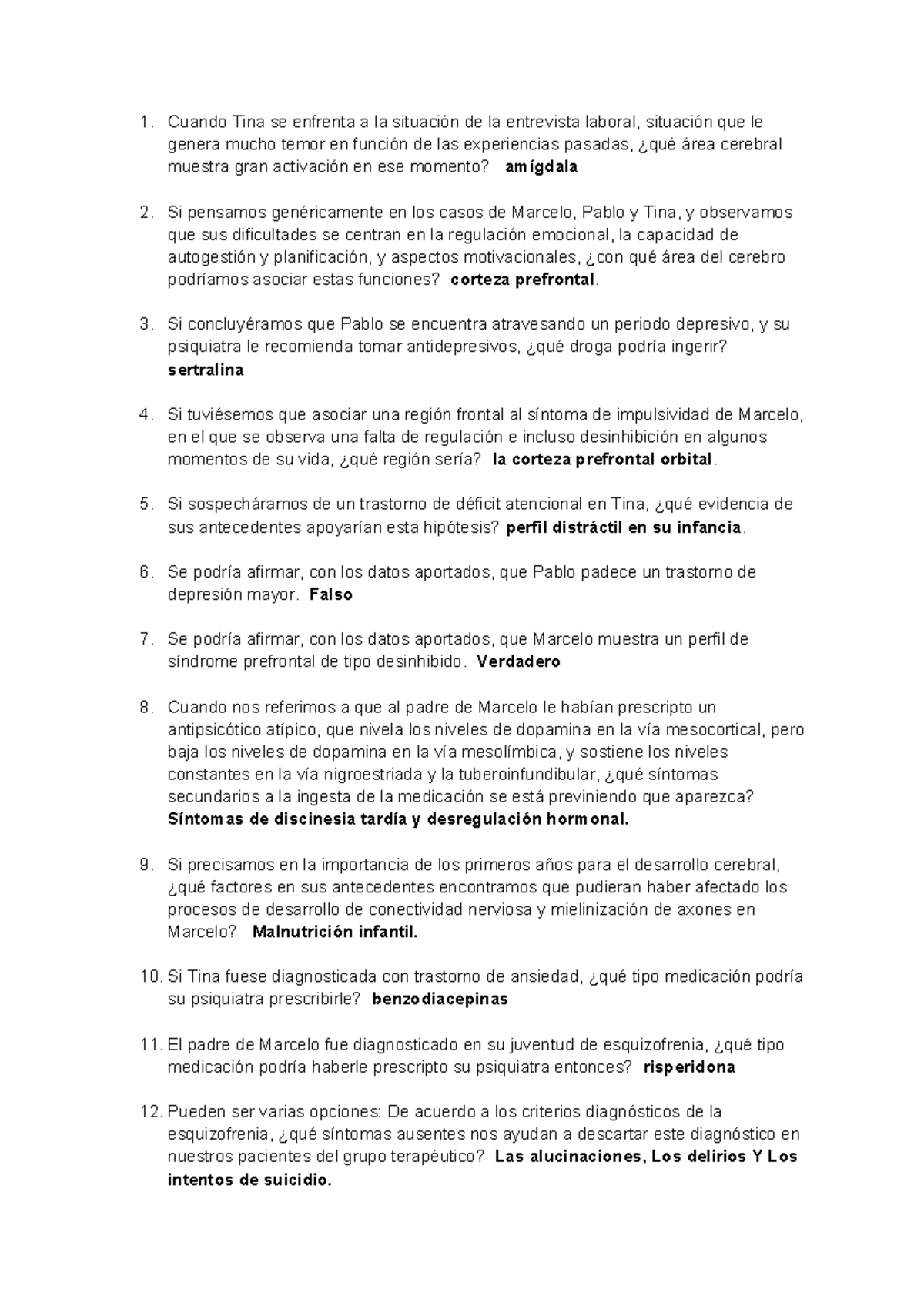 TP 4 Neuropsicología - Respuestas Completas del Caso Clínico - Document Preview