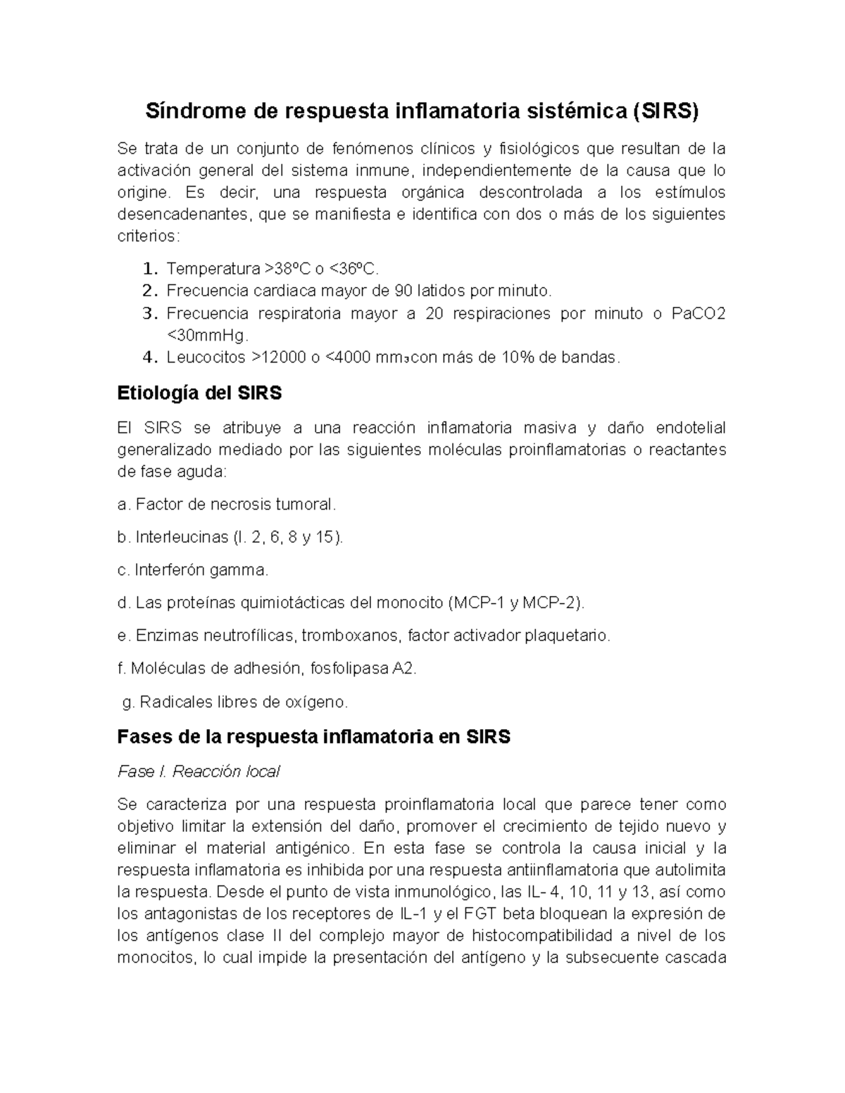 SRIS - Síndrome de Respuesta Inflamatoria Sistémica: Fases y Etiología ...