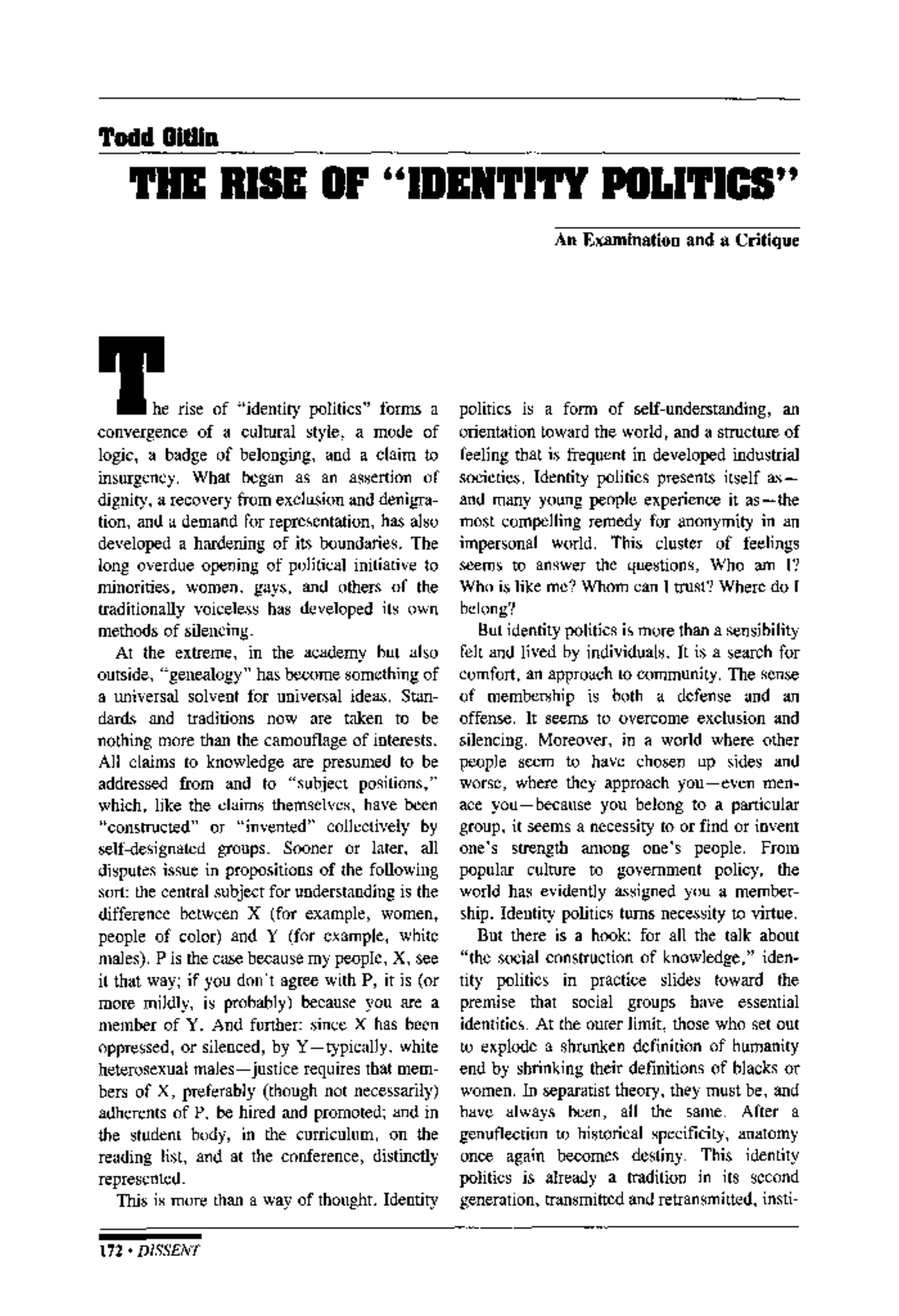 ENG 202: The Rise of Identity Politics - An Examination and Critique ...