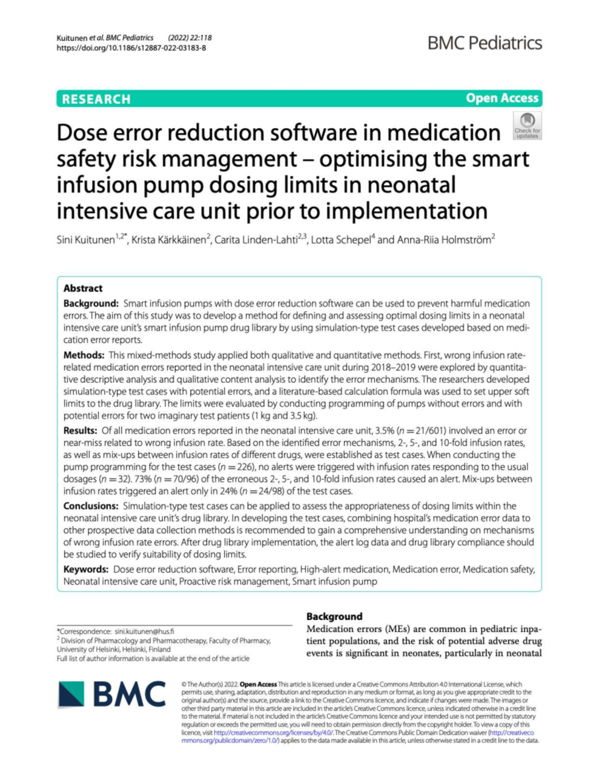 Dose Error Reduction Software in Medication Safety: Optimizing Smart ...