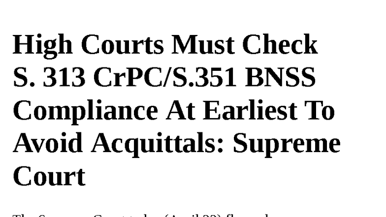 Supreme Court on S. 313 BNSS Compliance to Prevent Acquittals - Studocu