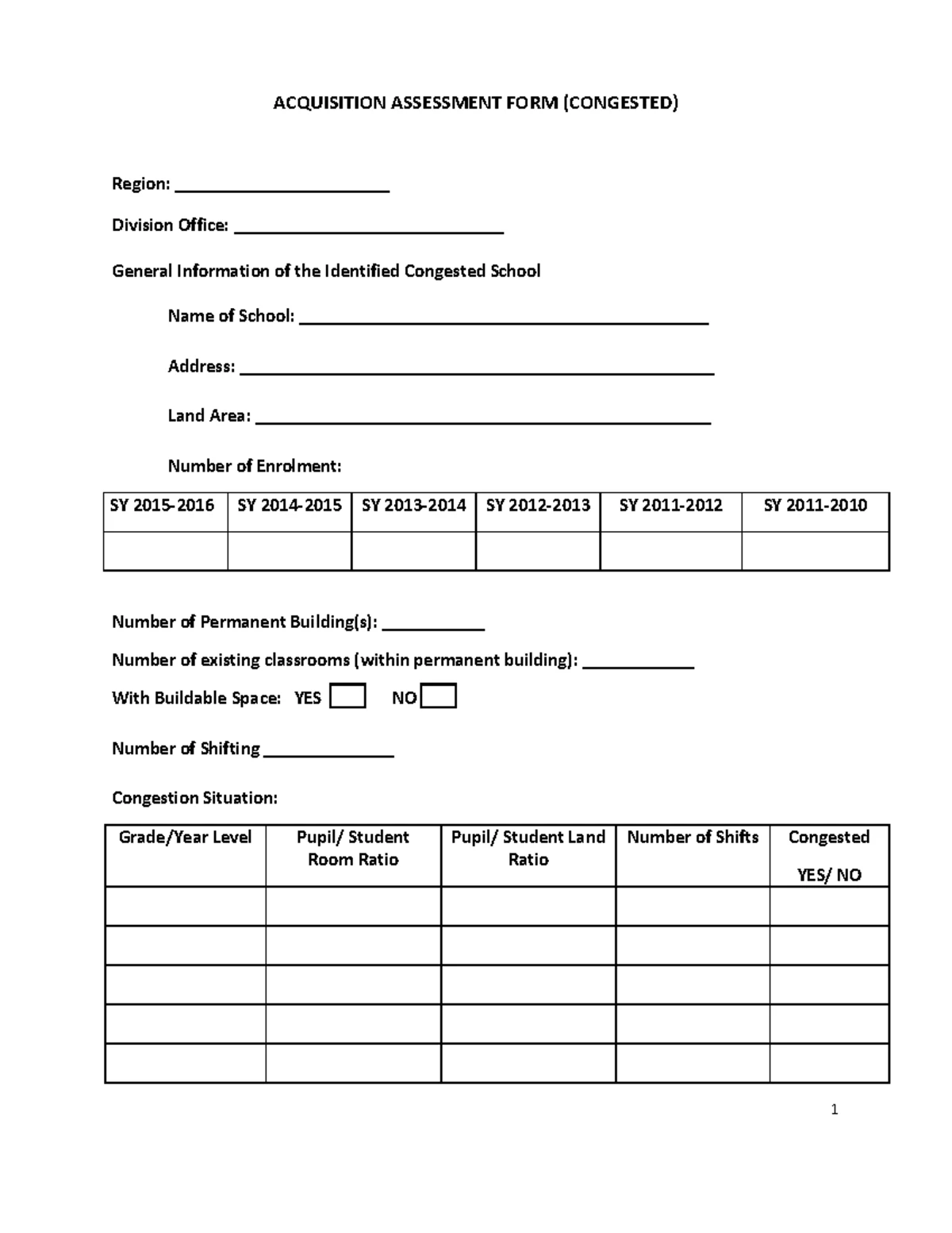 ACQUISITION ASSESSMENT FORM: SAN MARIANO NATIONAL HIGH SCHOOL - Studocu