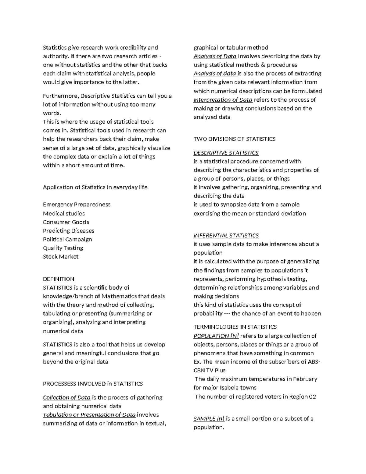 STAT-1 - Understanding Key Statistical Theories and Applications - Studocu
