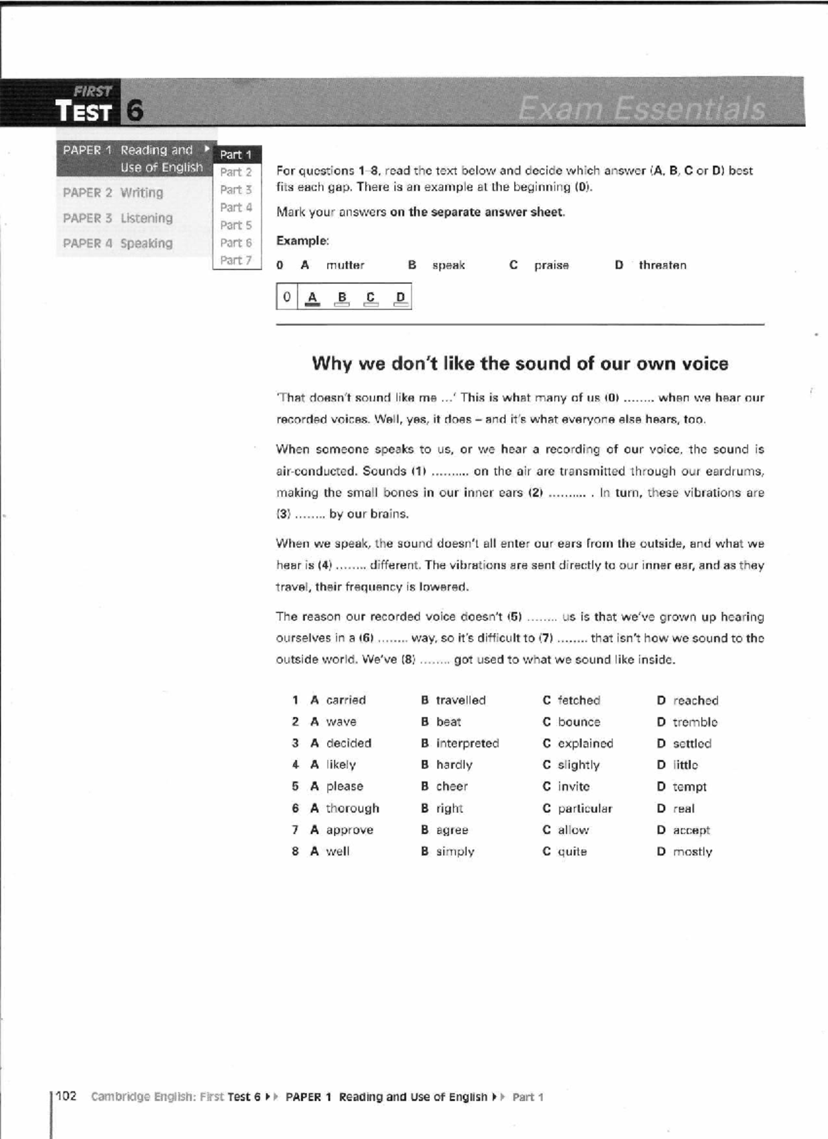 Exam Essentials: Cambridge English First Test 6 Practice Test - Studocu
