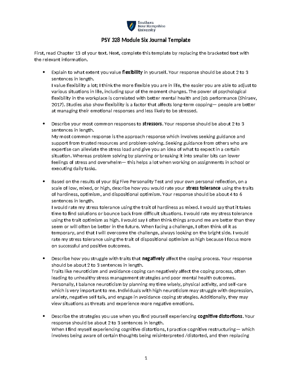 PSY 328 Personality Theory Application: Blog Post Template - Studocu