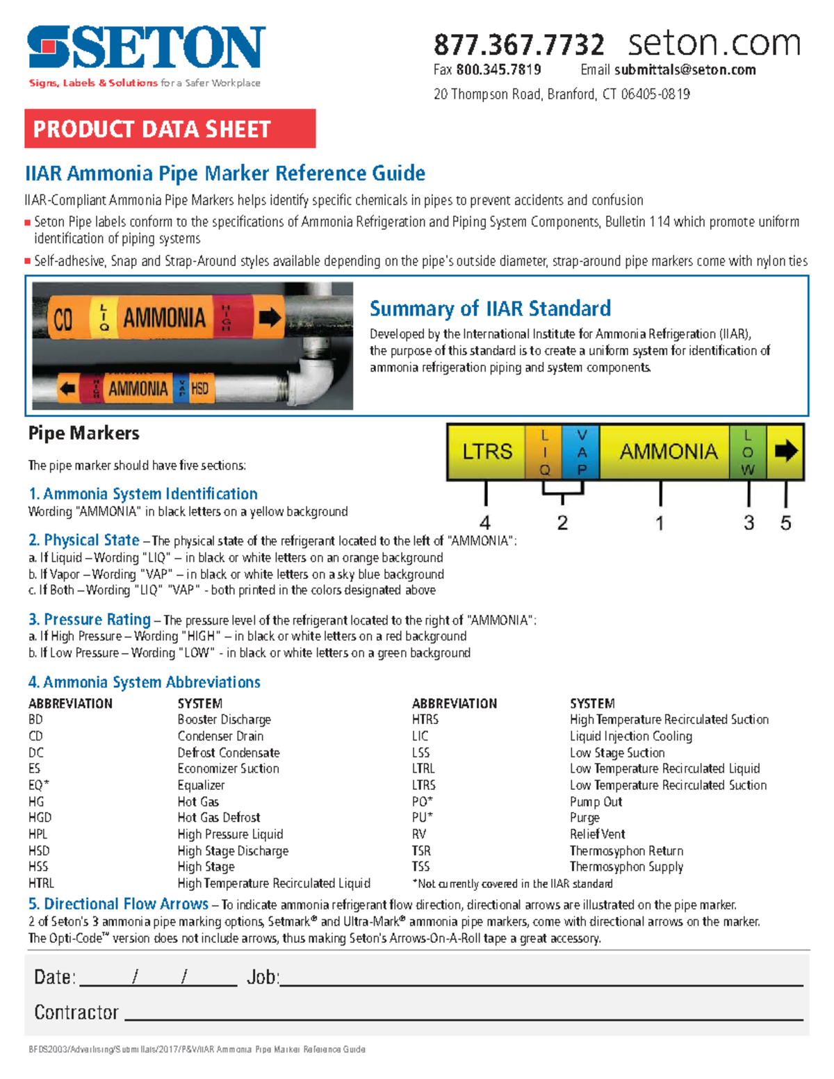 IIAR Ammonia Pipe Marker Reference Guide for Safe Workplace Practices ...