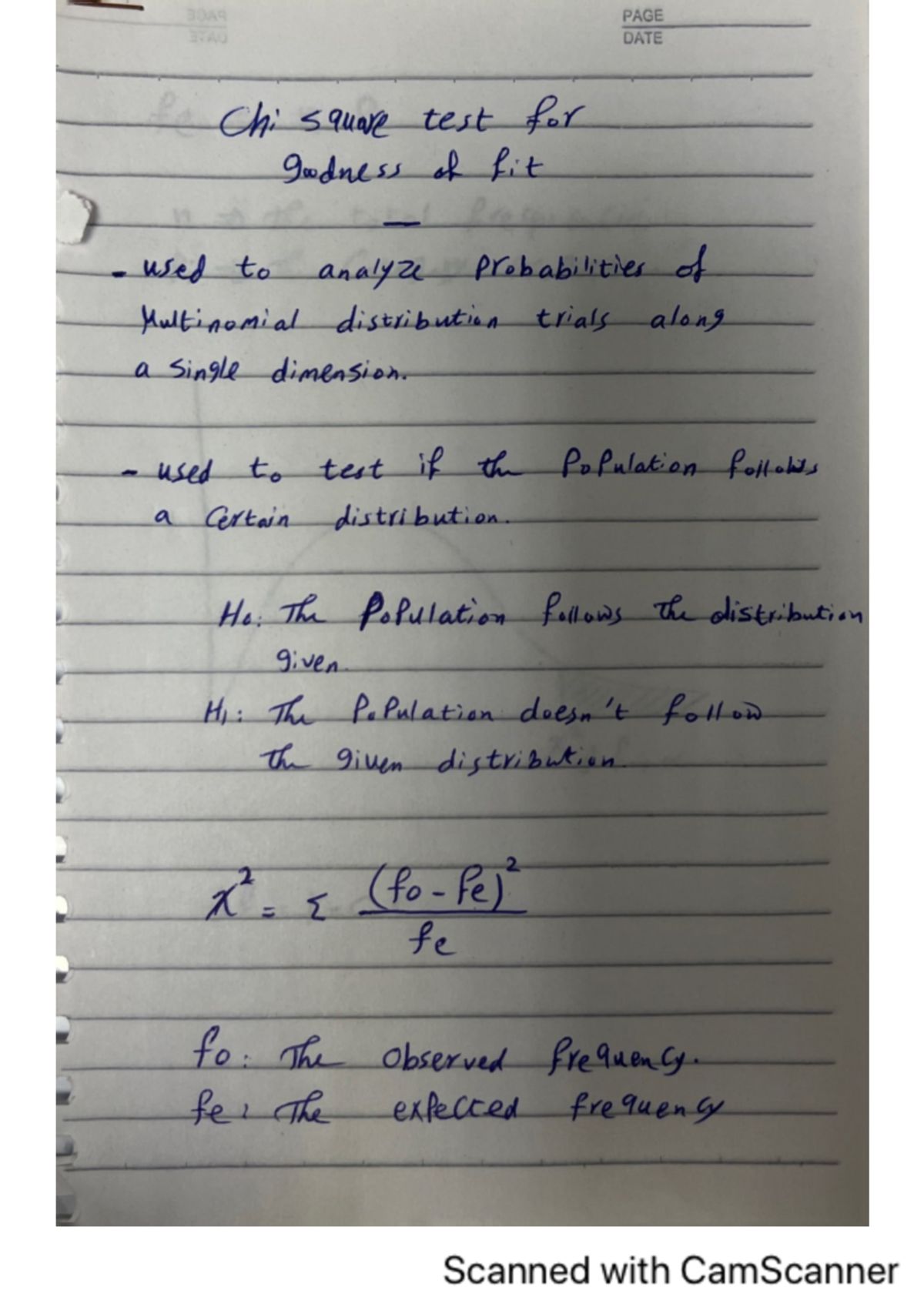 Chi-square Notes for Goodness of Fit - STAT 30A Analysis - Studocu