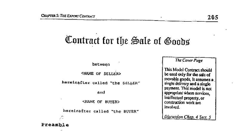 CHAPTER 5: EXPORT CONTRACT MODEL (205) - SALE OF GOODS - Studocu