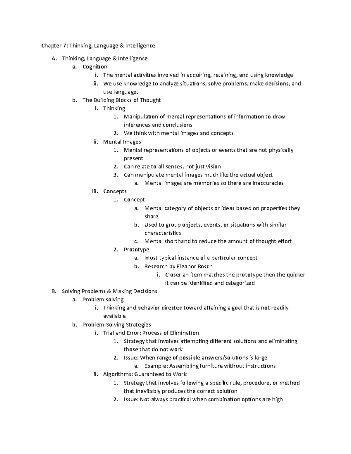 Chapter 7 Notes on Thinking, Language & Intelligence (Psych 101) - Studocu