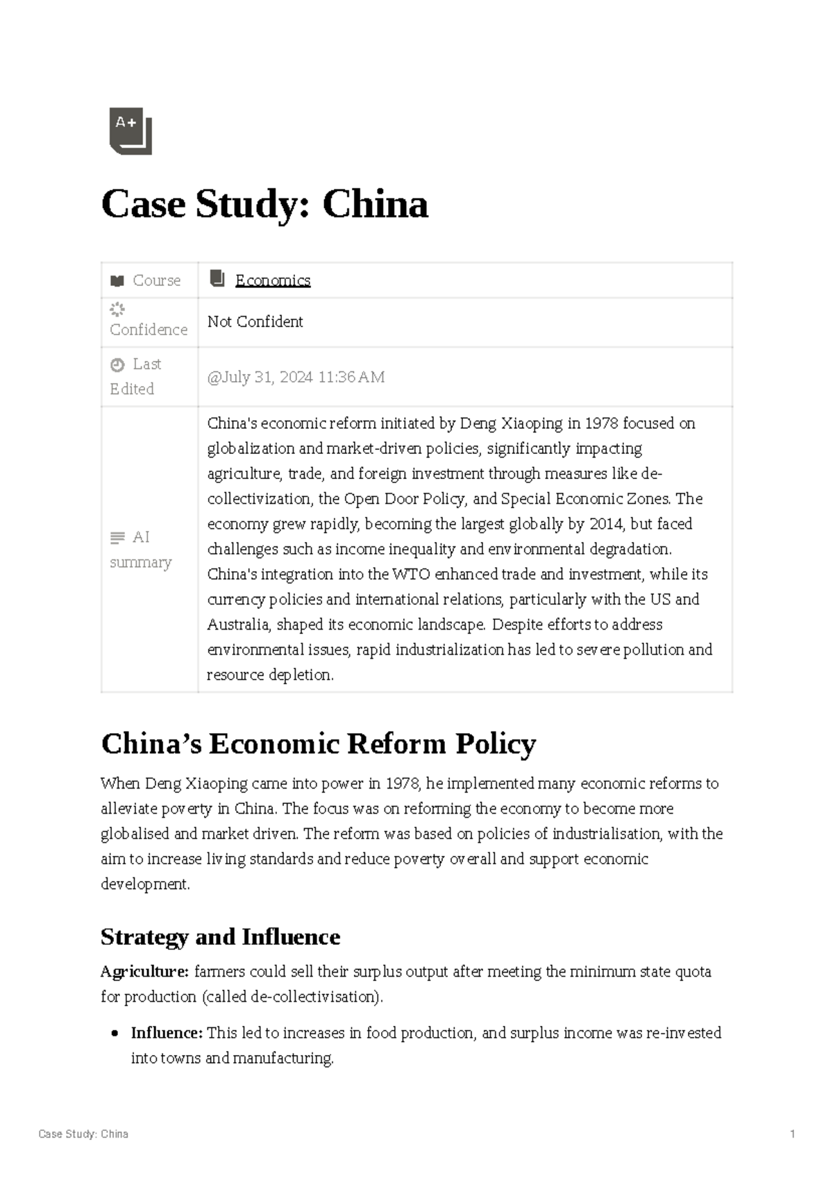 Eco 2 - Full course Notes for Economics - Case Study: China Course ...