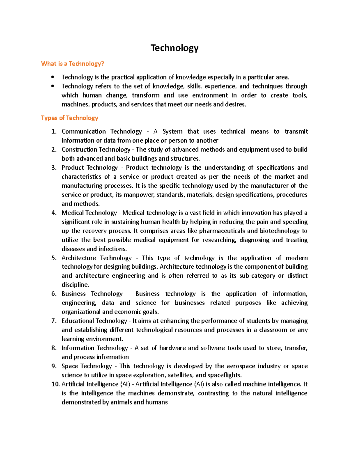 Technology Overview and Types: Key Insights and Innovations - Studocu