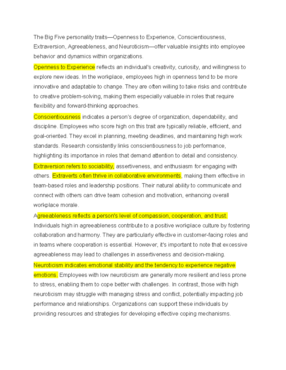 HBO 101: The Big Five Personality Traits and Their Impact on Workplace ...