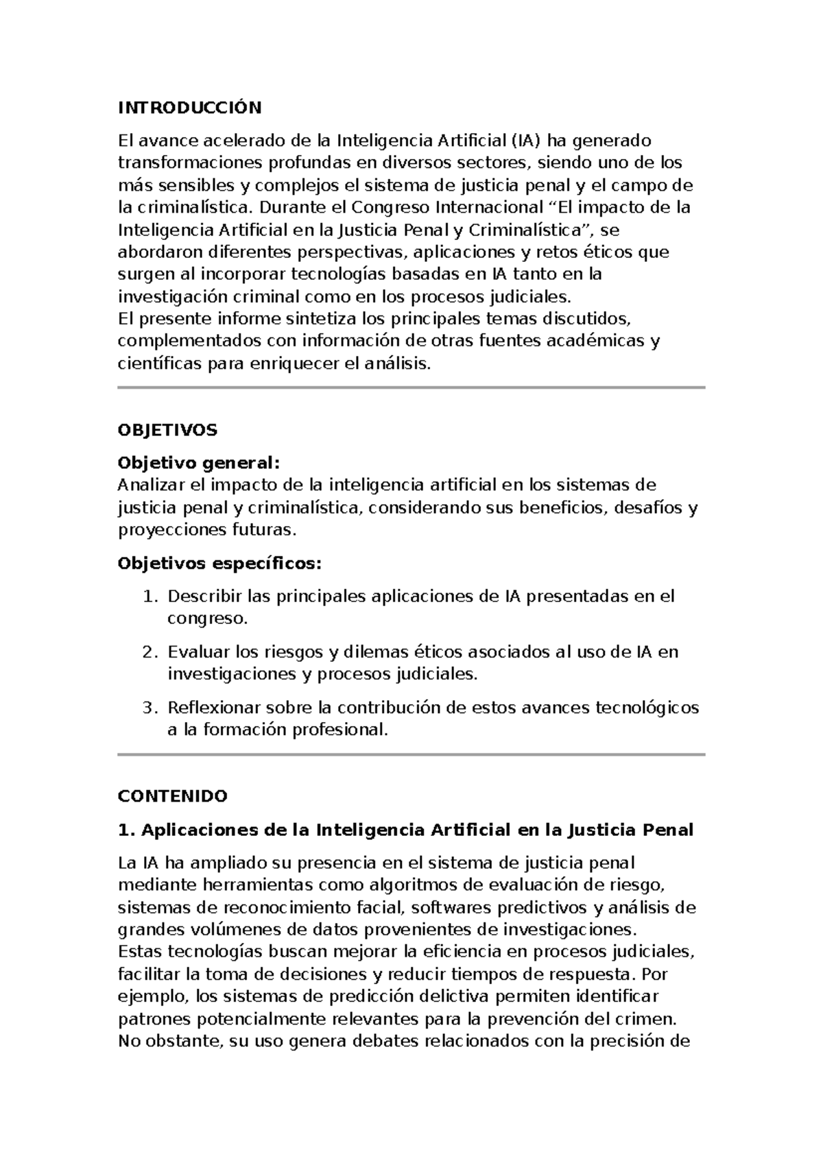Informe sobre el Impacto de la IA en Justicia Penal y Criminalística ...