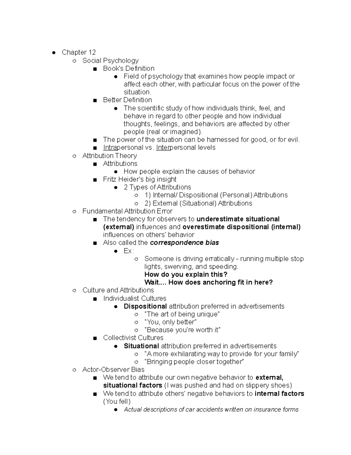 PSY 101 Notes: Chapter 12 - Social Psychology Insights - Studocu