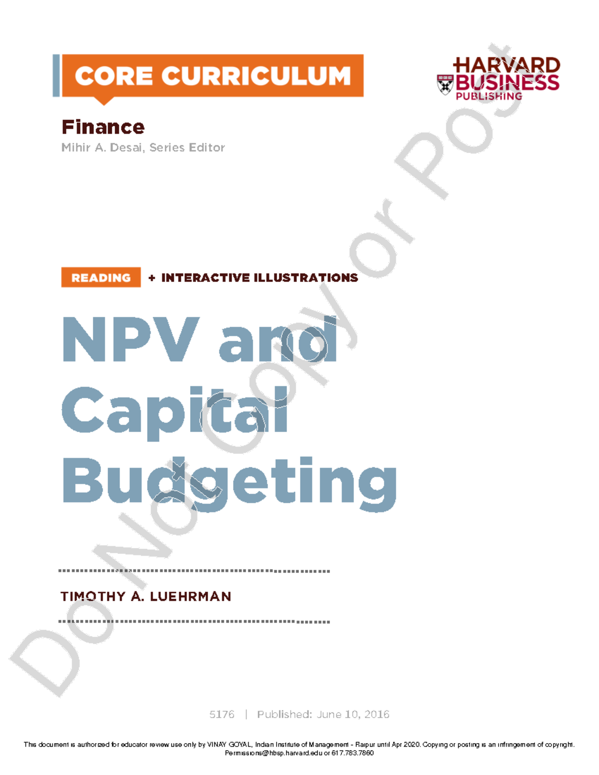 NPV and Capital Budgeting Techniques: A Core Reading Guide - Studocu