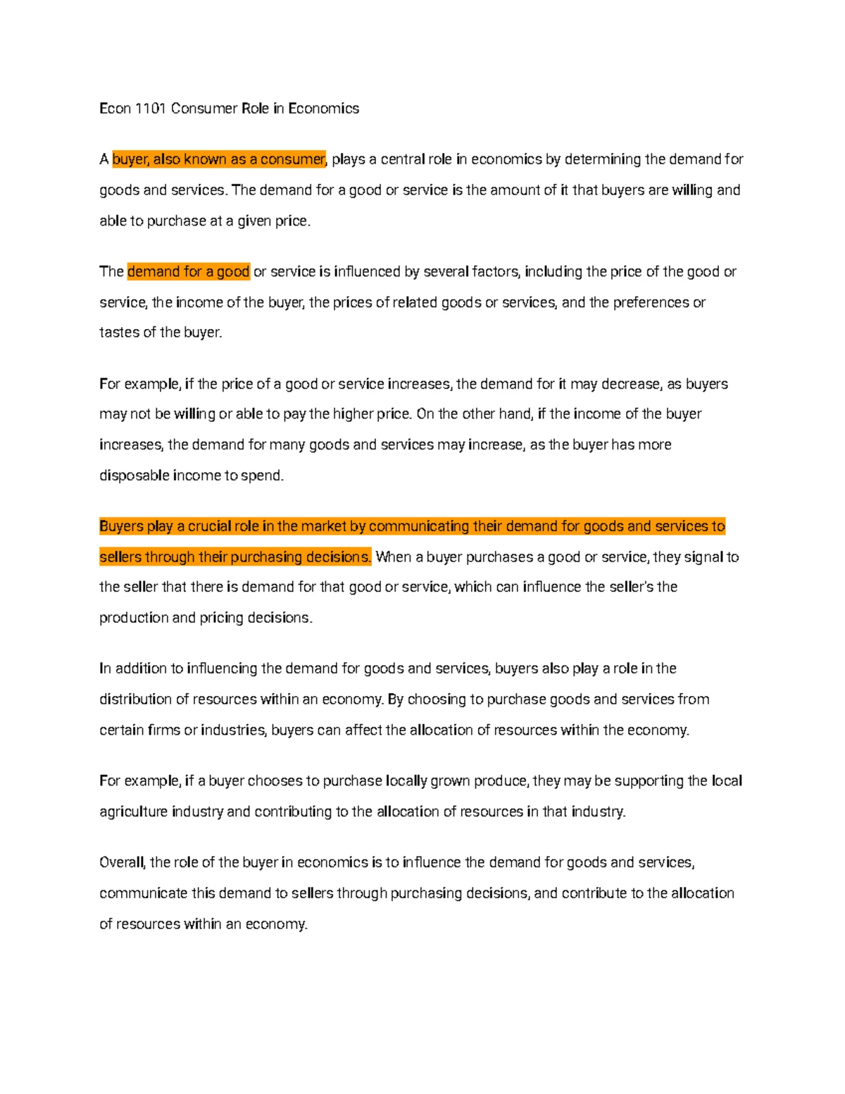 ECON 101 Lecture Notes: Understanding Supply, Demand, and Equilibrium ...