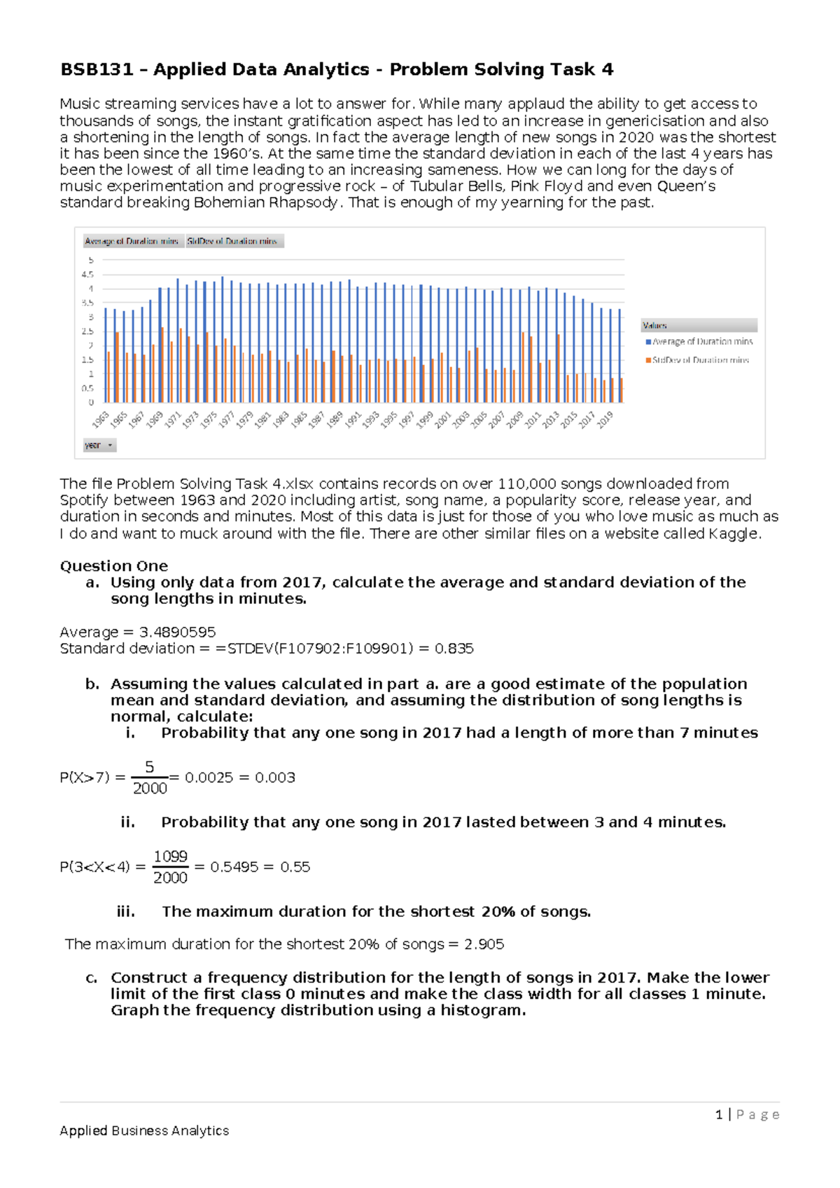 BSB131 - Applied Data Analytics - Problem Solving Task 4 Solutions ...