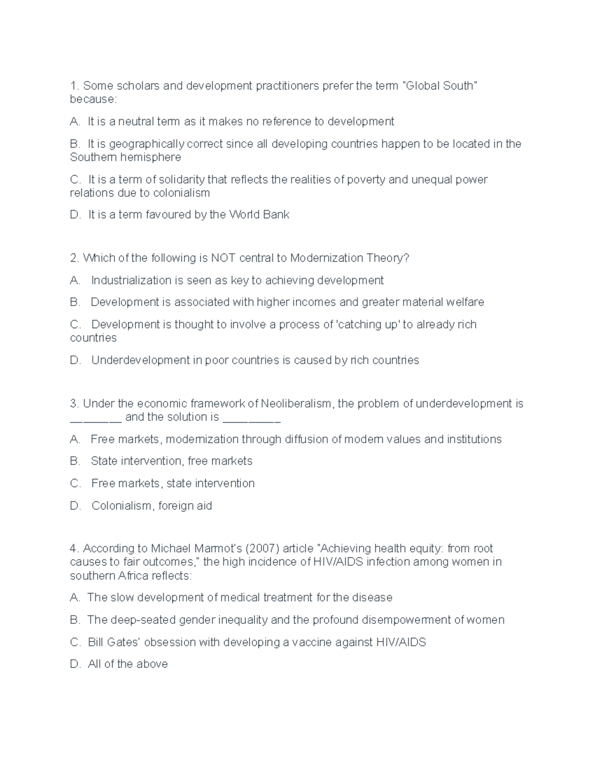 IDSA Sample Questions - Some scholars and development practitioners ...