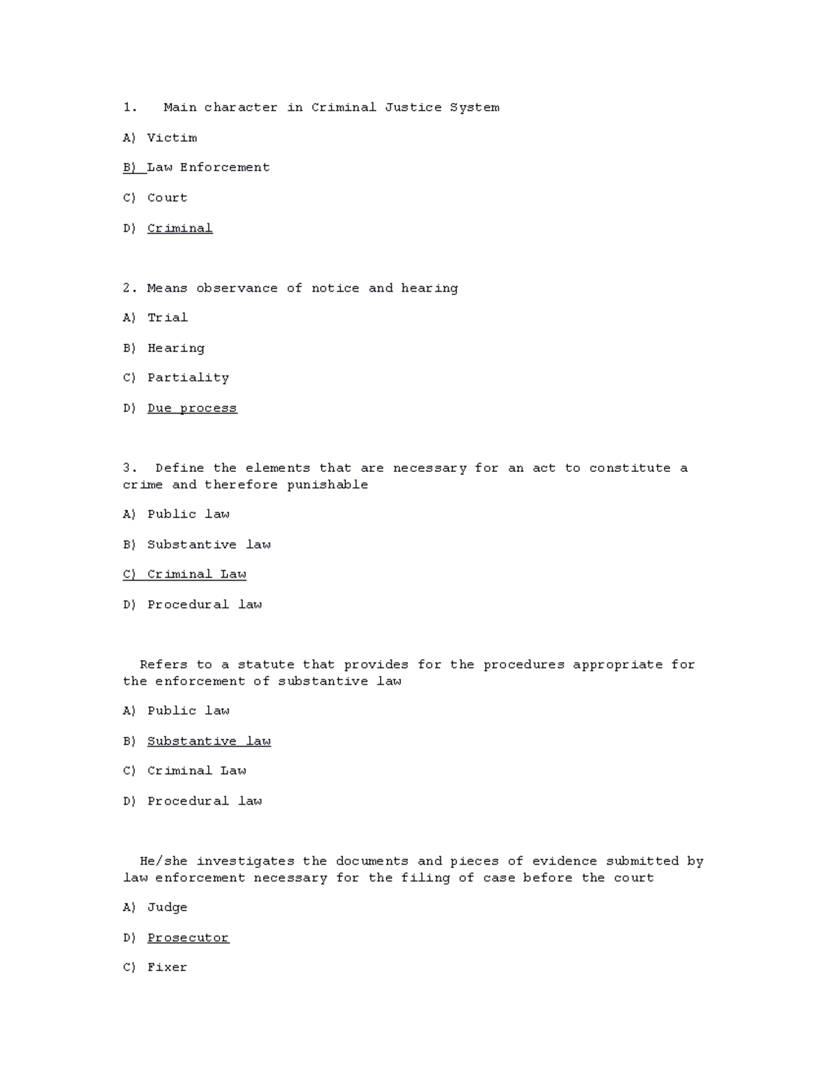 Claw-reviewer - Reviewer for EXAM - Main character in Criminal Justice ...