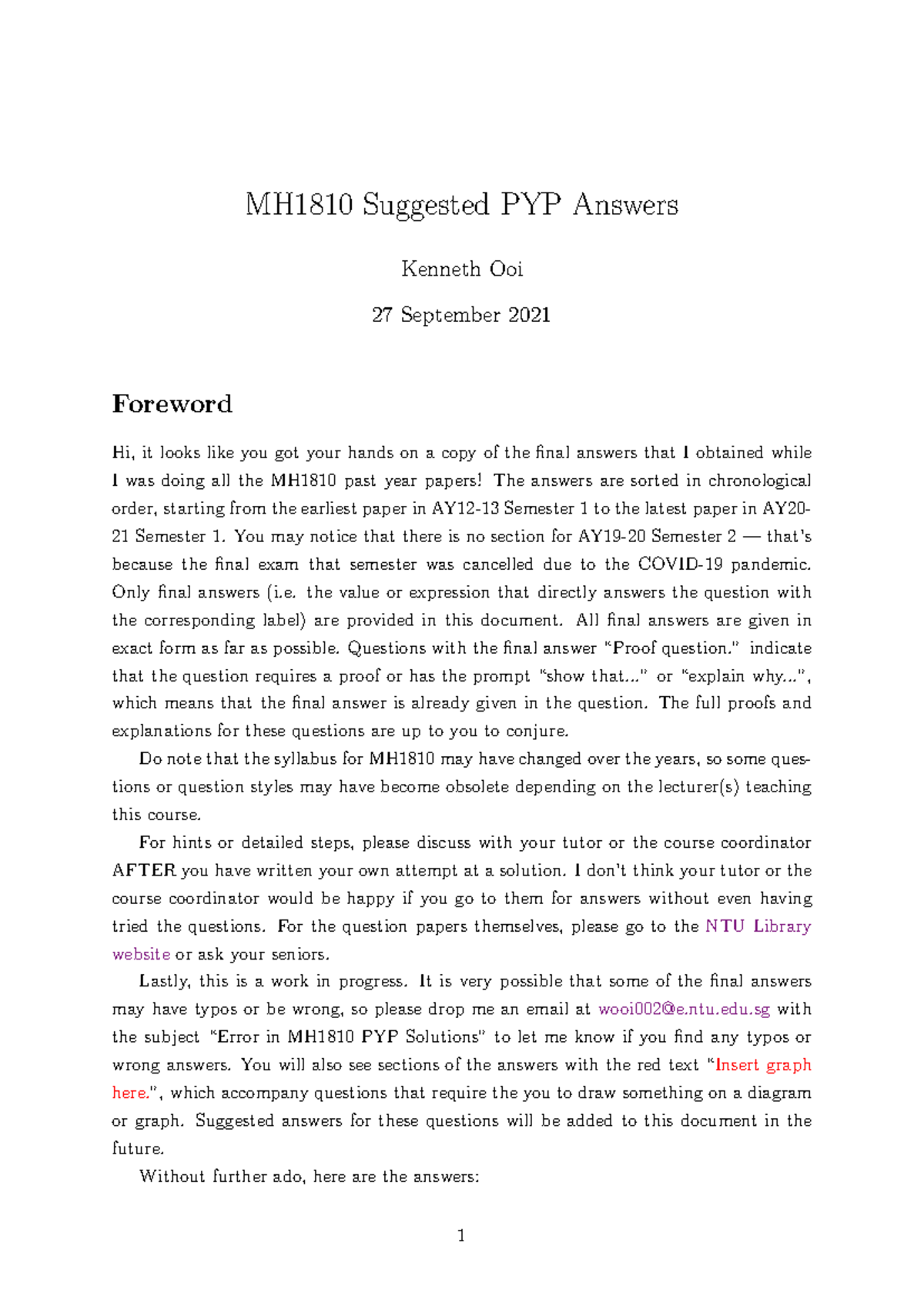 MH1810 Final Exam PYP Answers from AY12-21 with Solutions - Studocu