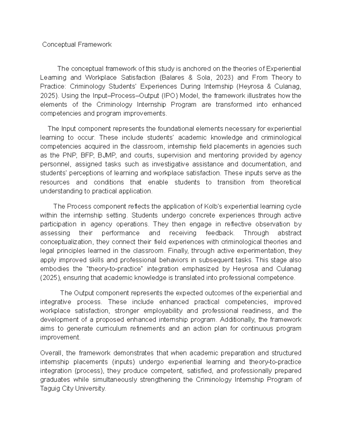 Criminology Internship Program Framework: Enhancing Competencies and ...