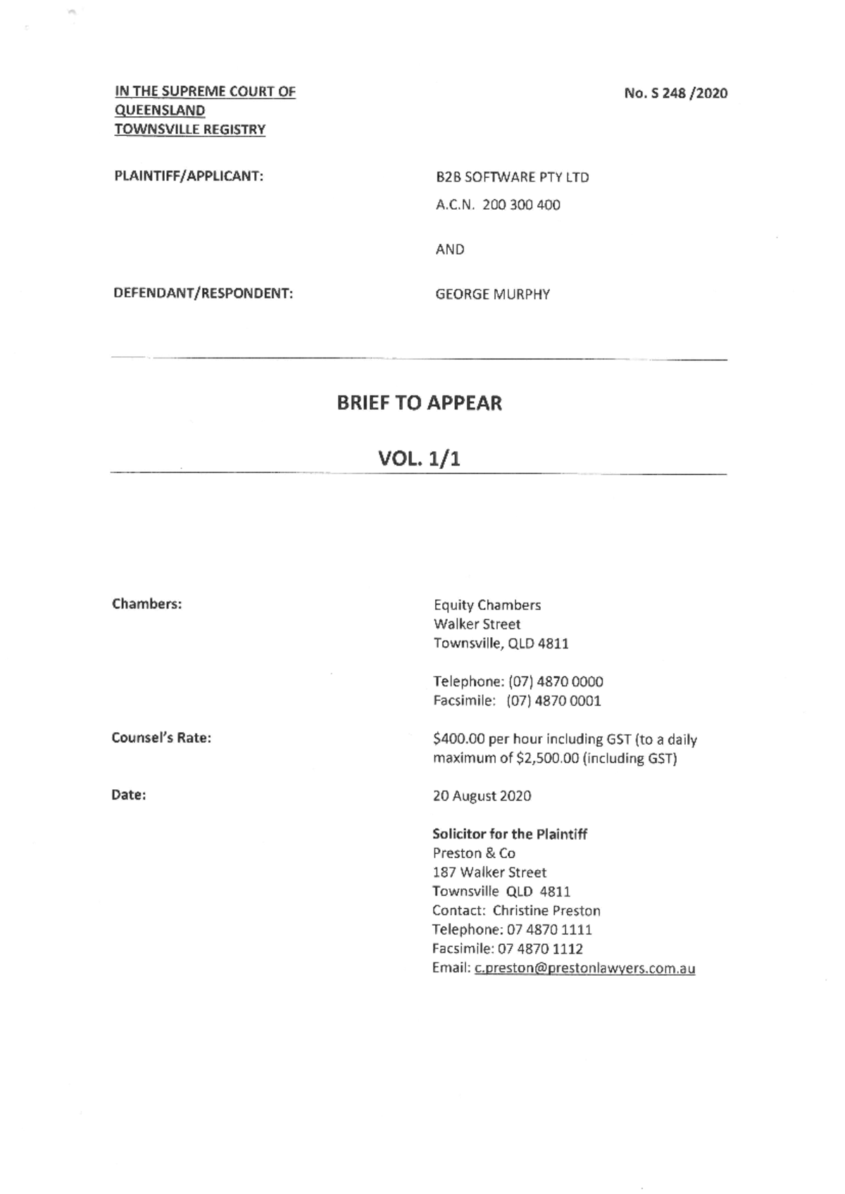 Template Brief To Counsel