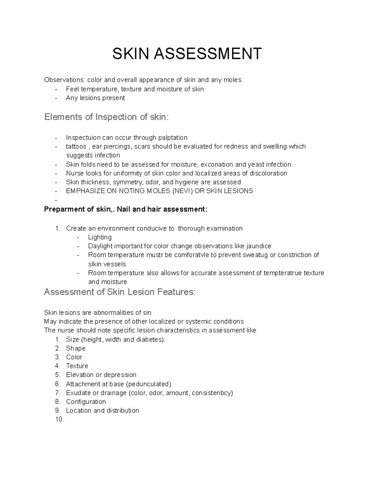 HA Midterm Notes: Comprehensive Skin, Hair, and Nails Assessment - Studocu